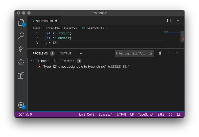 TypeScript — как JavaScript, но может больше: В редакторе высвечивается ошибка