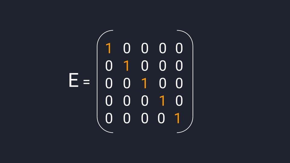 Пример квадратной единичной матрицы размером 5×5