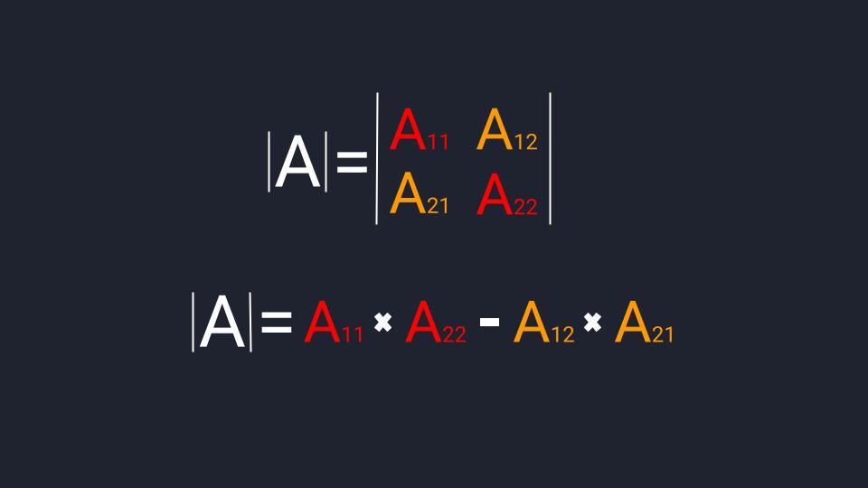 Формула для расчёта определителя второго порядка