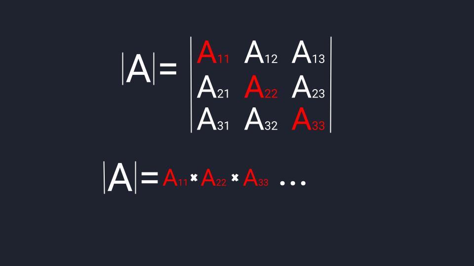 Считаем определитель третьего порядка: 1-й этап — главная диагональ