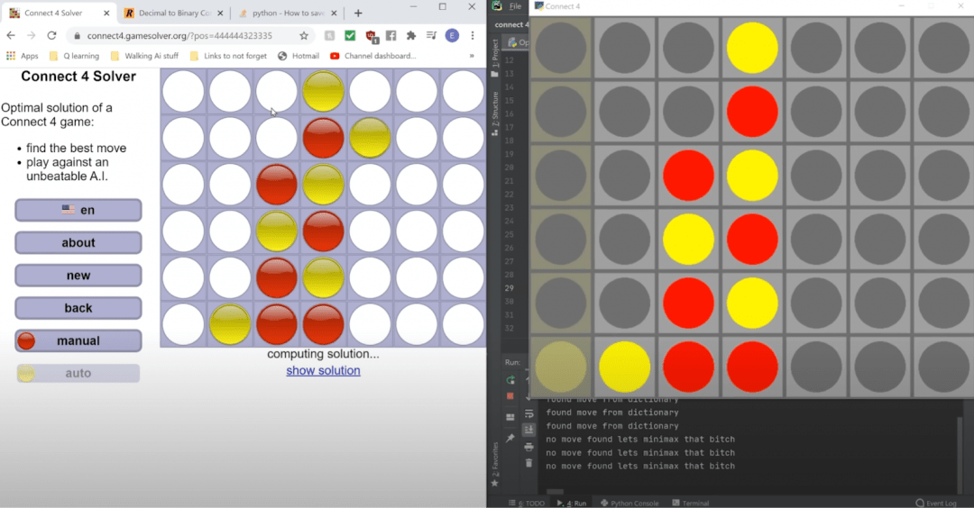 Разбор: непобедимый алгоритм для игры «4 в ряд»
