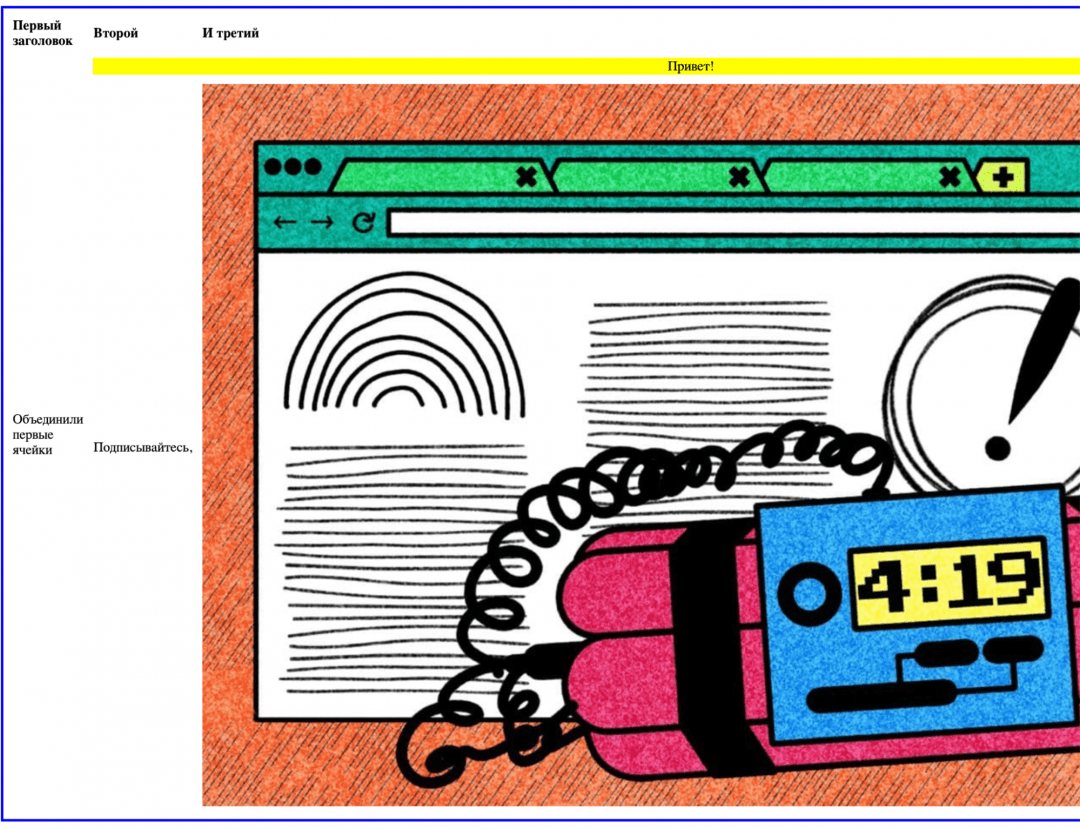 Что можно размещать в ячейках Таблицы в HTML