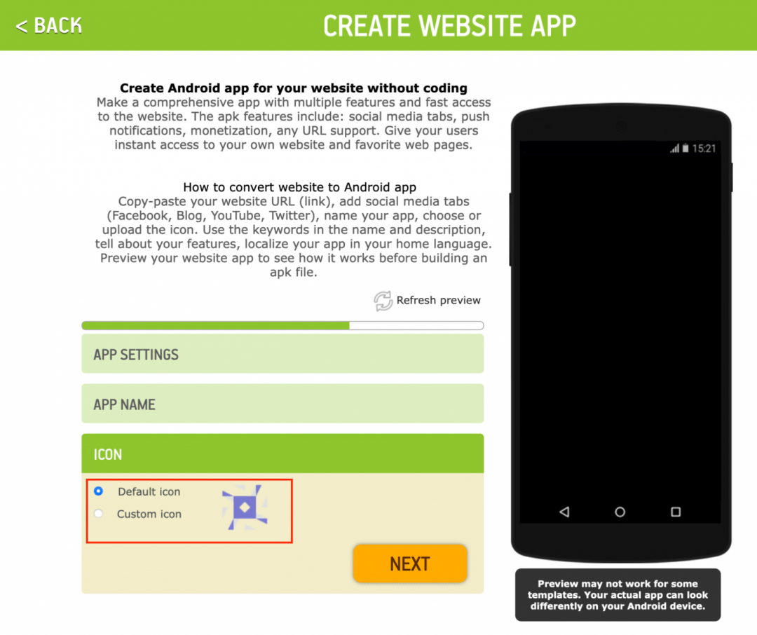 Настройка приложения Делаем из сайта приложение для Android на конструкторе