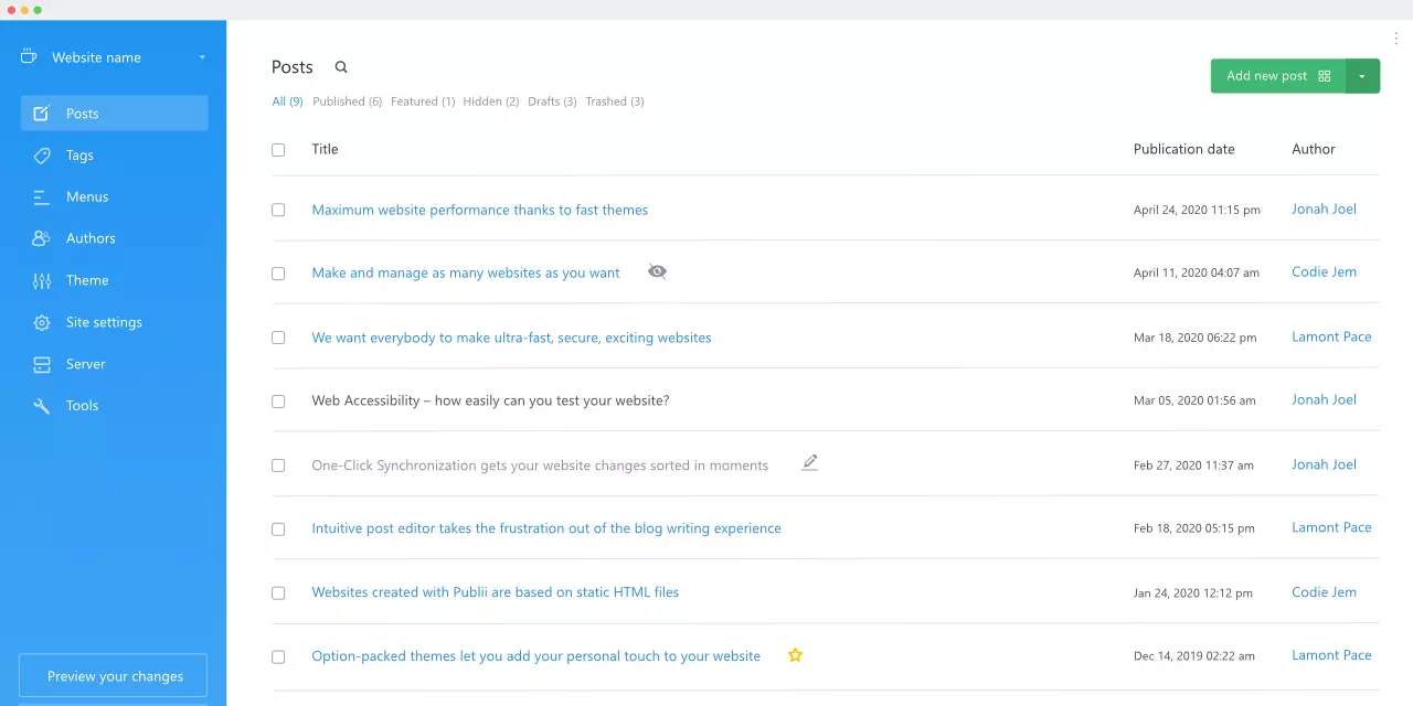 Publii На чём публиковать свой сайт