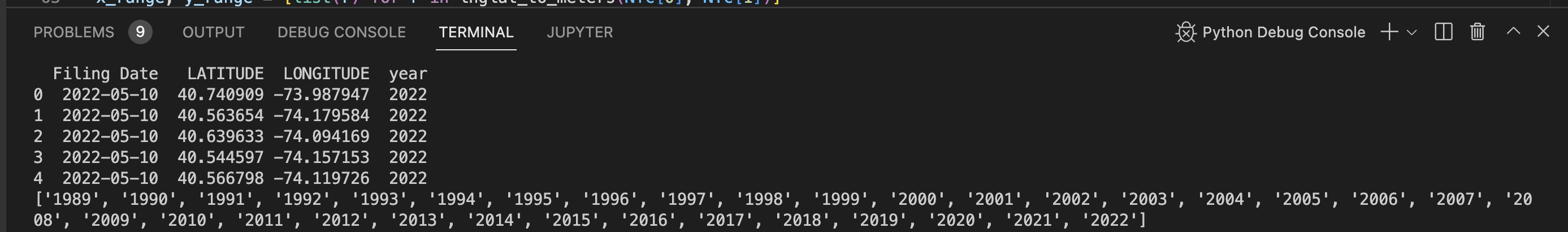 Алгоритм правильно нашёл все года в датасете, значит, можно продолжать Работаем с биг-датой: визуализируем данные на Python