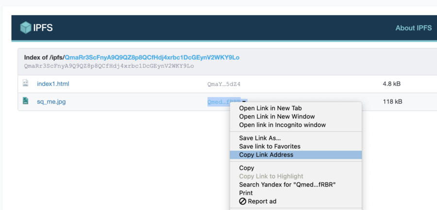 Меняем адрес картинки на странице Создаём свой IPFS-сайт за 10 минут