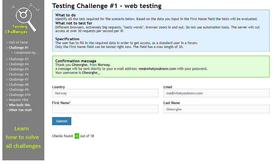 Testing Challenges Подборка сайтов, где тестировщики могут проверить свои силы