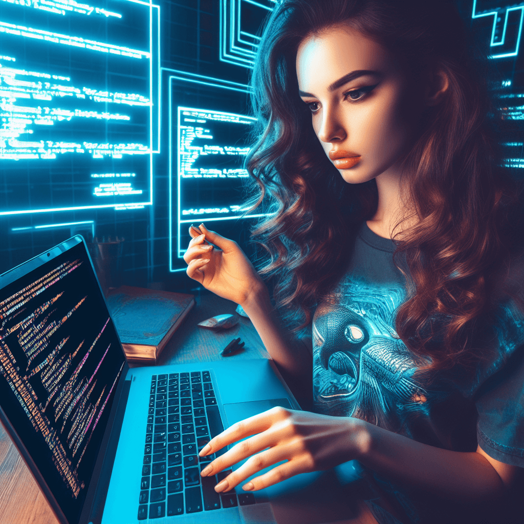 Microsoft Designer. Сгенерированное изображение легко распознать по искривлённой клавиатуре и волнообразным строчкам кода на экране