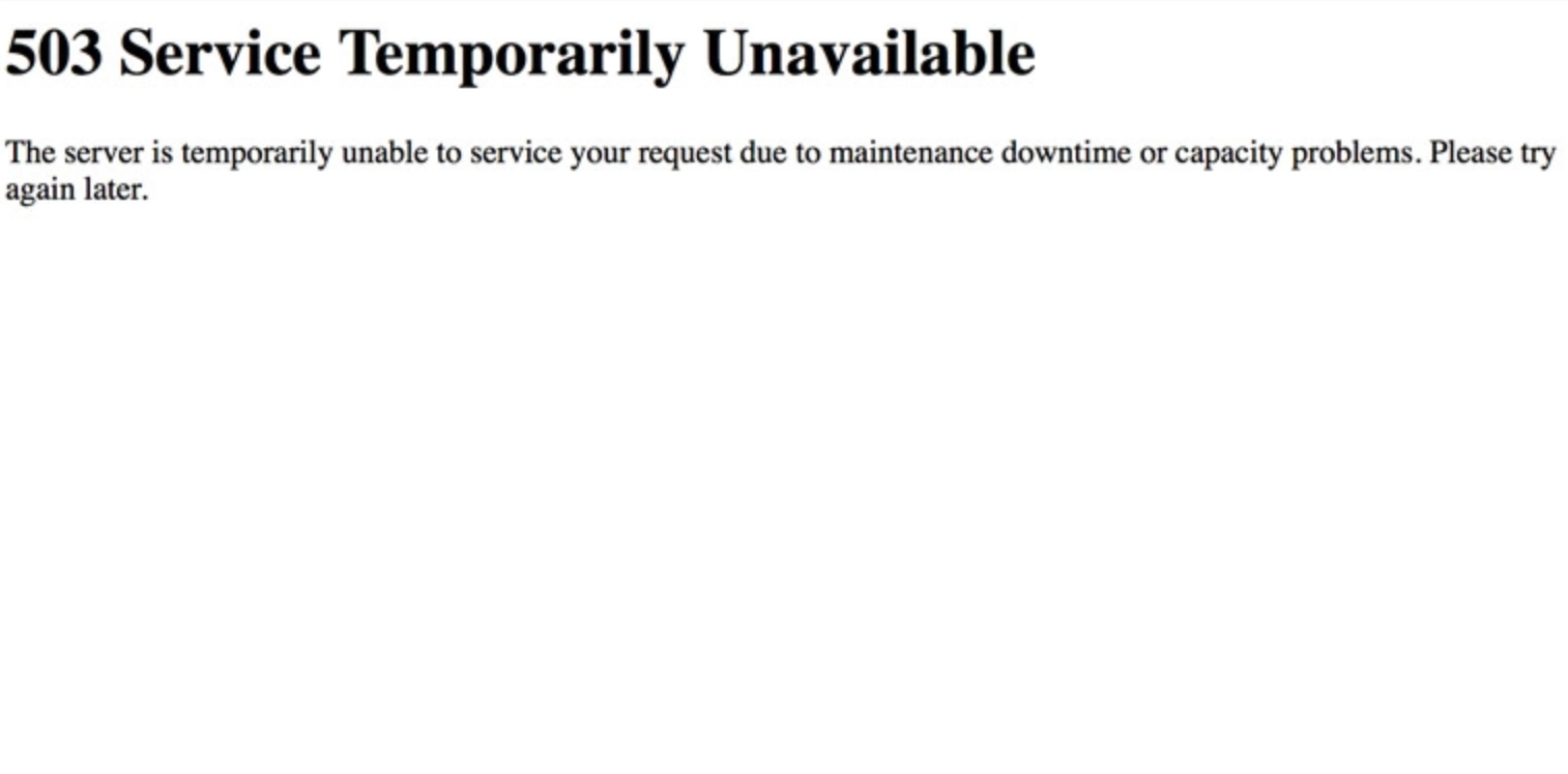 503 Service Temporarily Unavailable: сервис временно недоступен