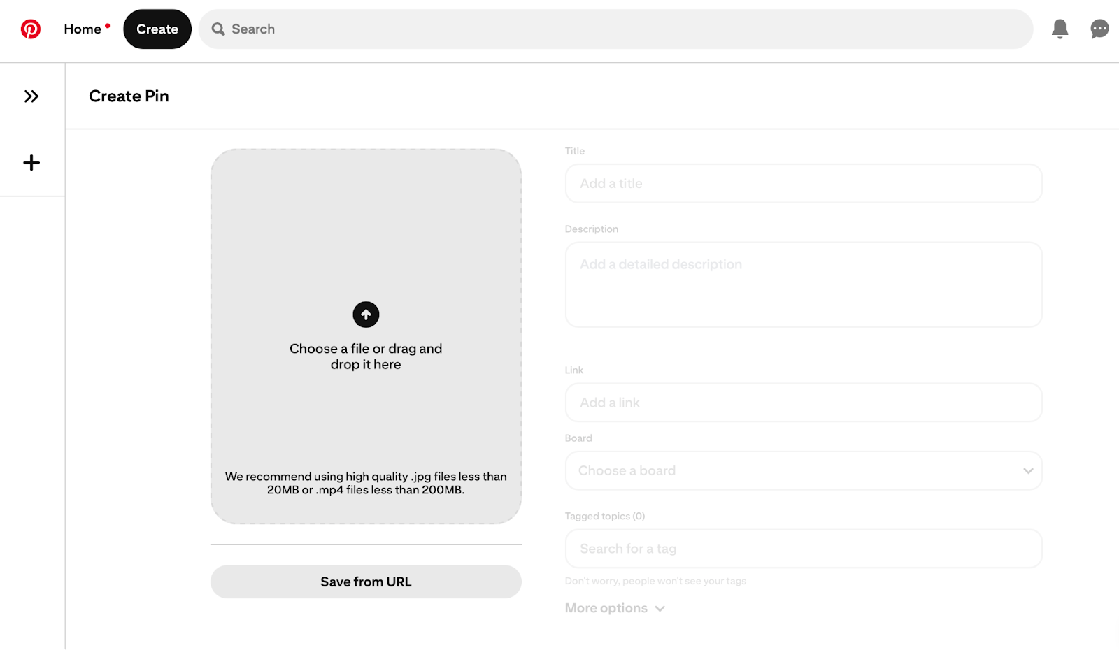 Форма сообщает, что можно загрузить файлы формата .jpg или .mp4 размером не более 200 Мб