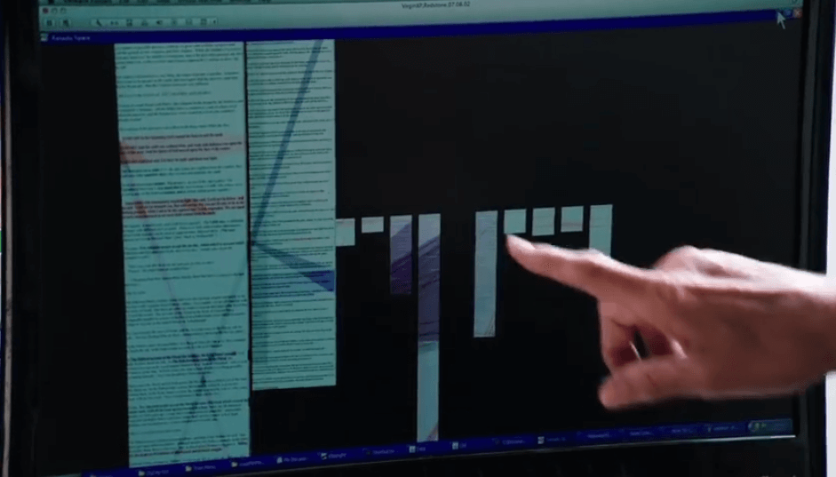 Тед Нельсон показывает возможности просмотра документов в OpenXanadu