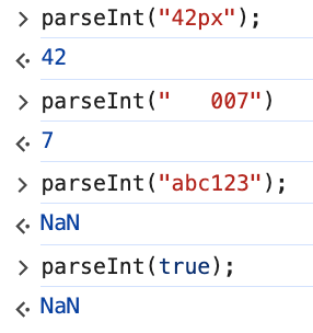 Синтаксис parseInt()